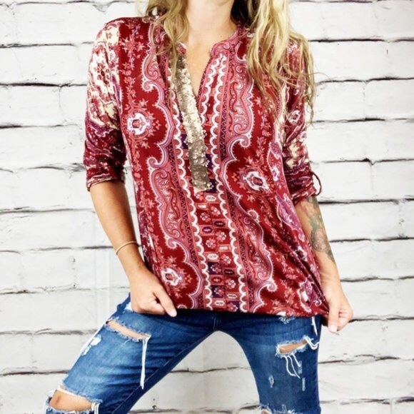 Anthropologie Sequin Paisley Top - Picture 6 of 6
